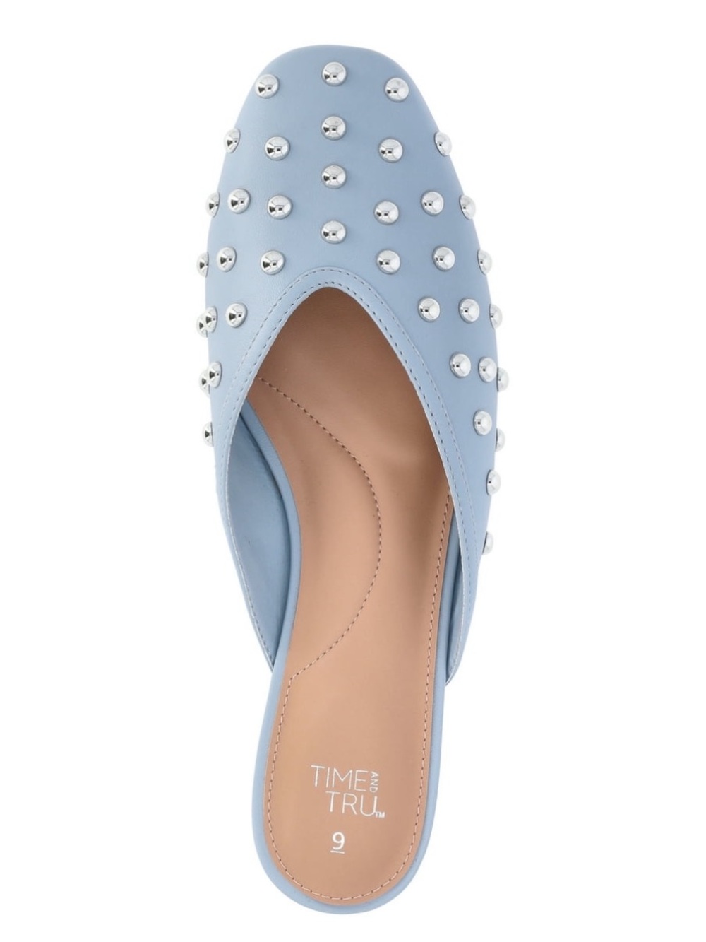 Studded Vegan Leather Slip-On Mules in Light Blue size 11 NWT